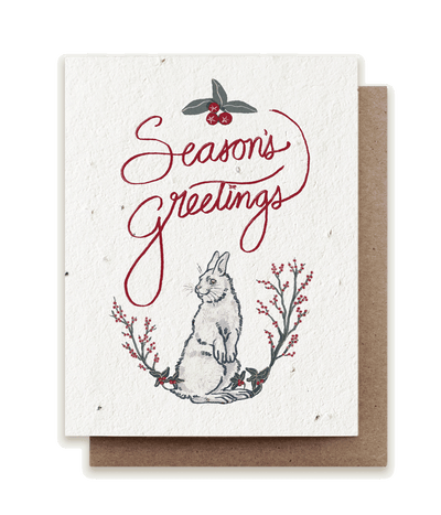 Season's Greetings Snowshoe Hare - Plantable Herb Seed Card