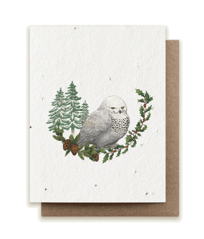 Winter Snowy Owl - Plantable Herb Seed Card