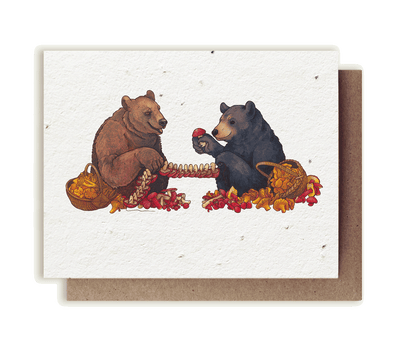 Bears and Mushrooms Plantable Herb Seed Card