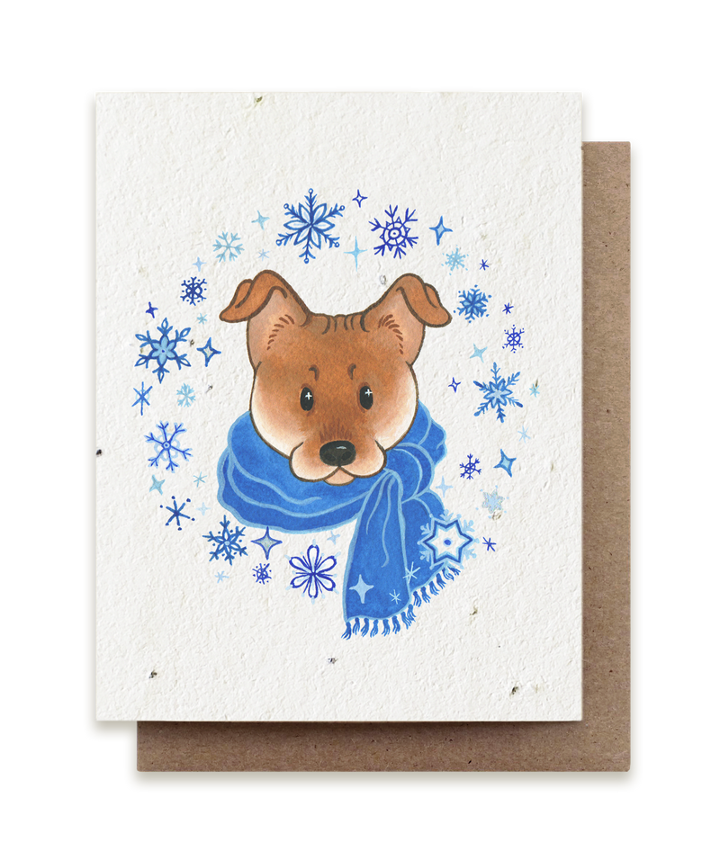 Holiday Snowflakes Pup - Plantable Herb Seed Card