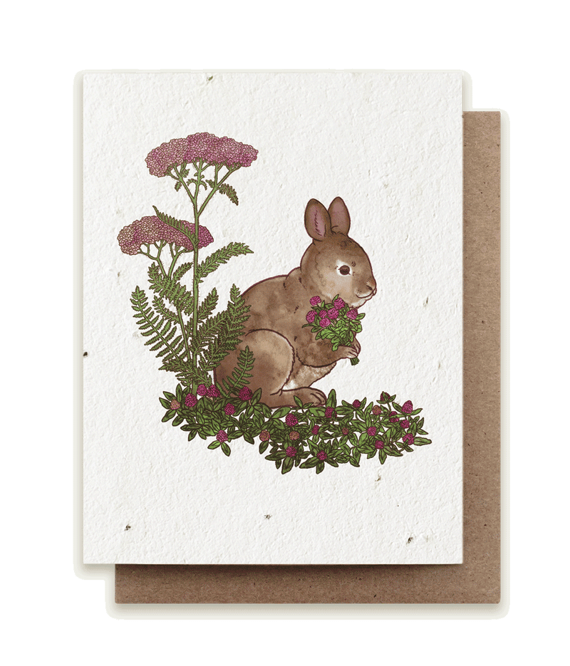 Rabbit Gathering Herbs Plantable Herb Seed Card