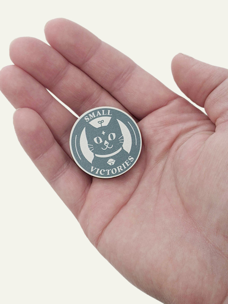 Wood Pin: Small Victories Magical Cat