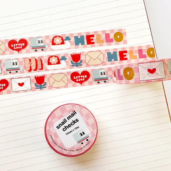 Pink Postal Checks Washi Tape