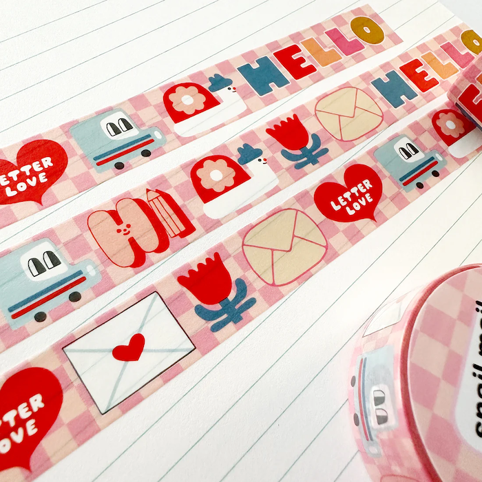 Pink Postal Checks Washi Tape