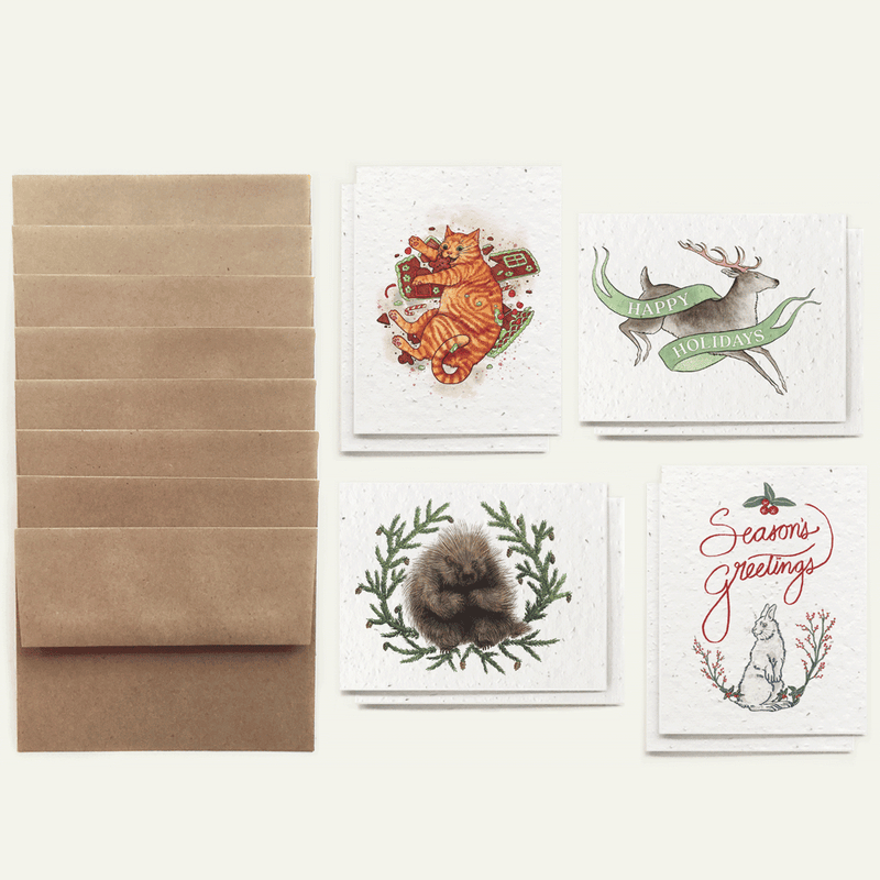 Winter Holiday Card Set - Plantable Herb Seed Paper