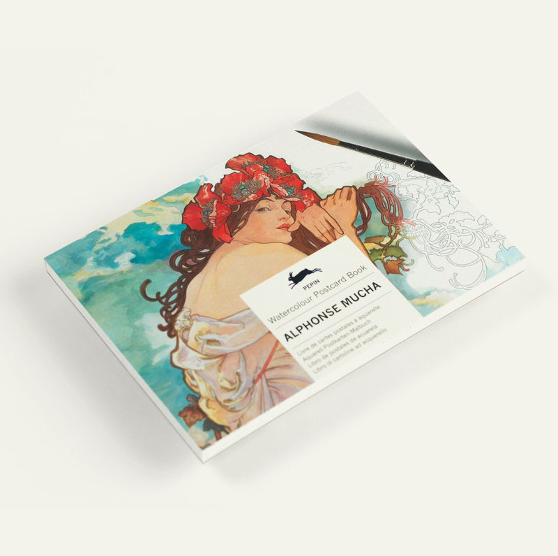Alphonse Mucha Watercolor Postcard Book