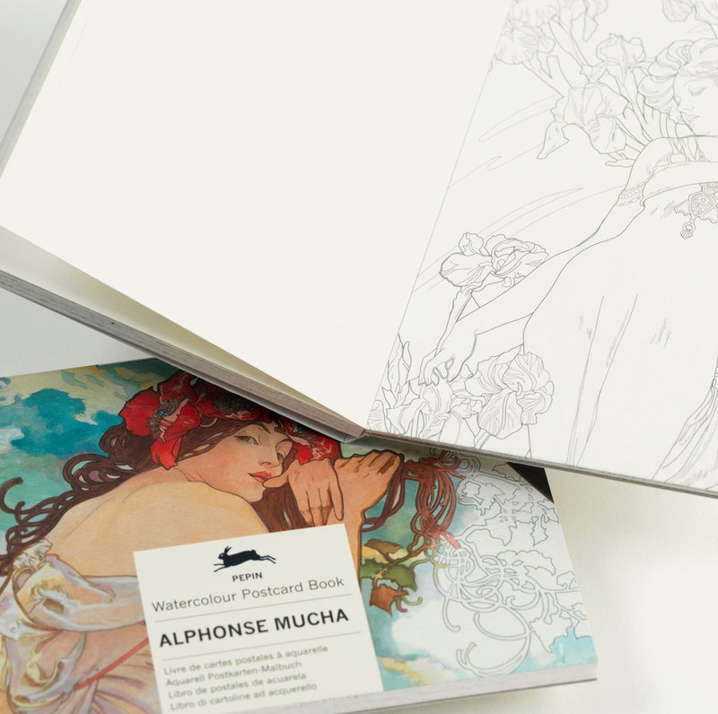 Alphonse Mucha Watercolor Postcard Book