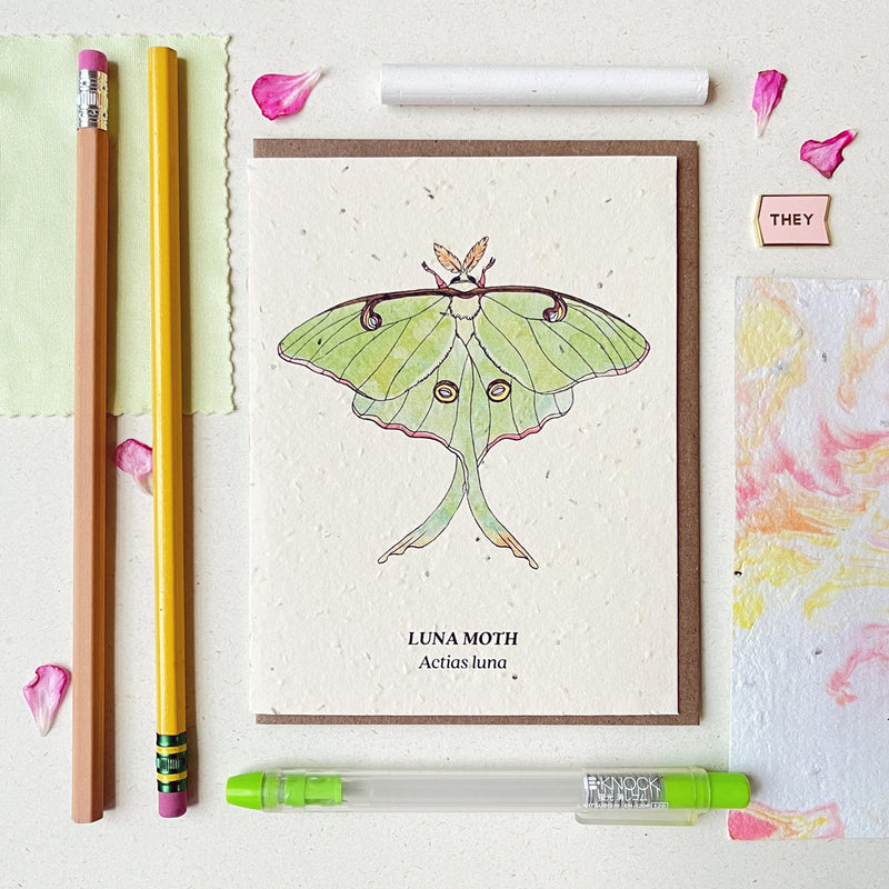 Luna Moth - Plantable Wildflower Seed Card